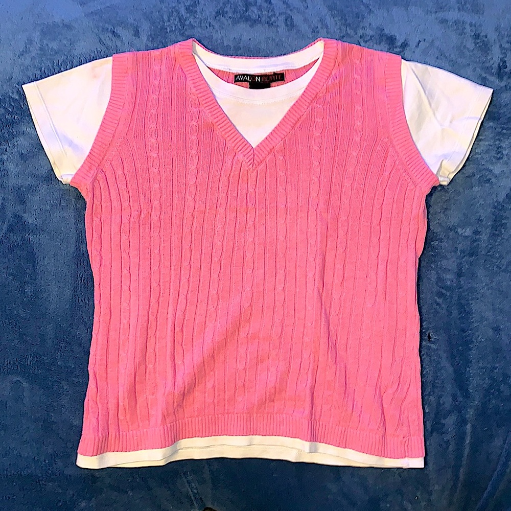 Pink/White Avalon petite T-shirt